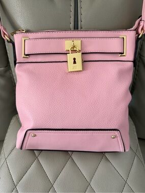 Juicy Couture Pink Leather Crossbody with Gold Padlock Accent